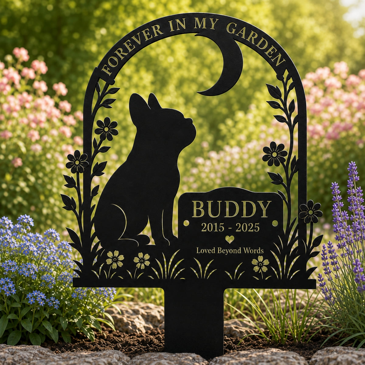 Personalized Dog Memorial Metal Sign – Custom Dog Breed, Name, Birth & Death Years Garden Stake