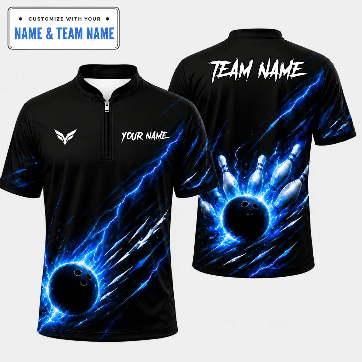 [5 Colors] Personalized Electric Lightning Shockwave Bowling Shirt – Custom Name & Team Name