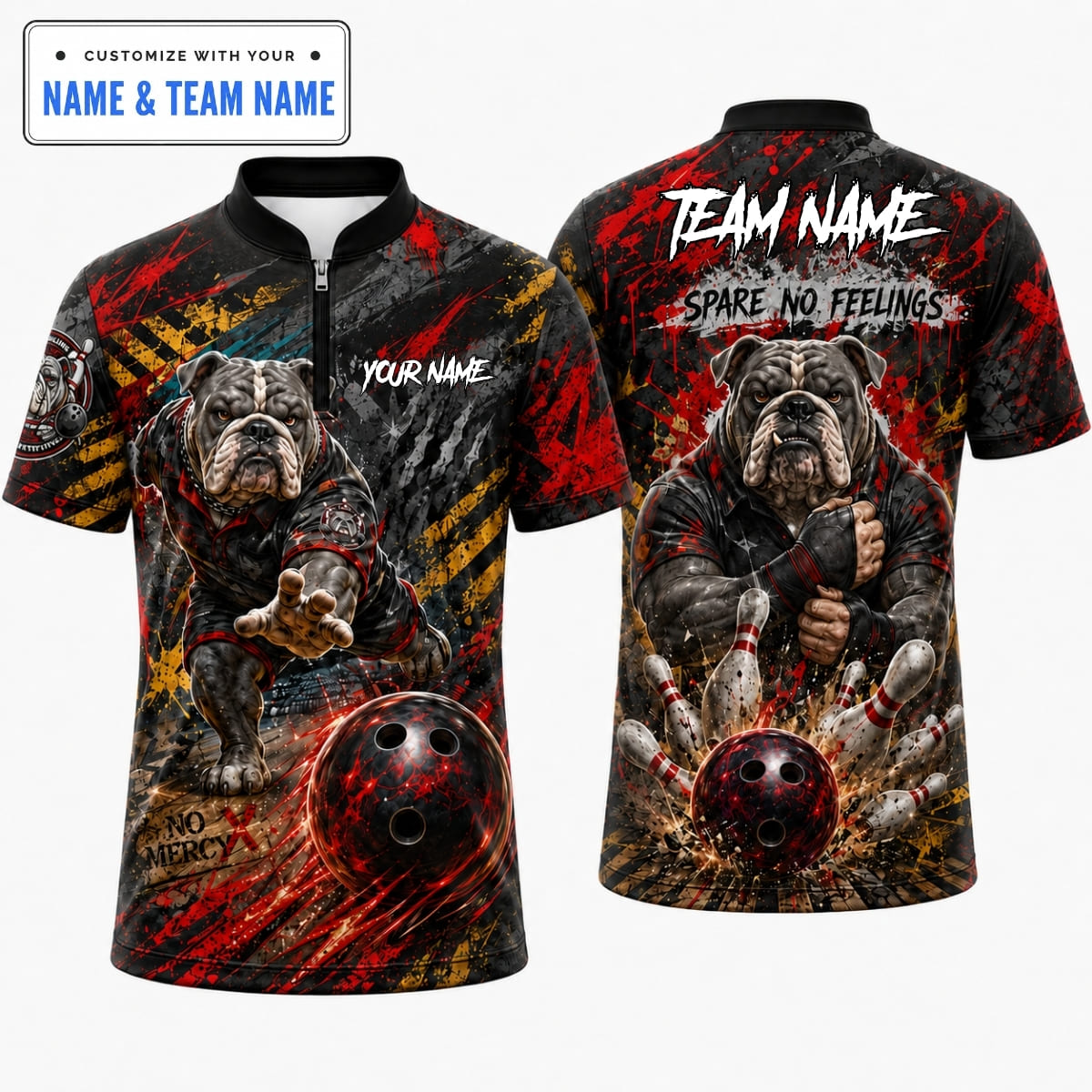 Personalized Mighty Mean Bulldog Pin Crusher Bowling Shirt – Custom Name & Team Name