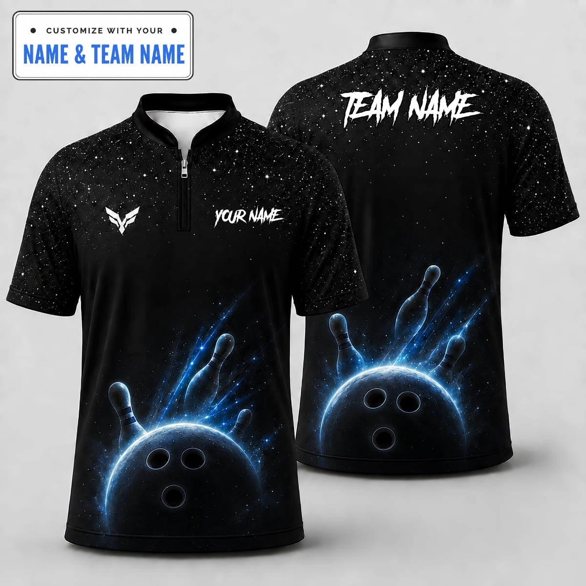 [5 Colors] Personalized Glowing Starry Night Bowling Shirt – Custom Name & Team Name